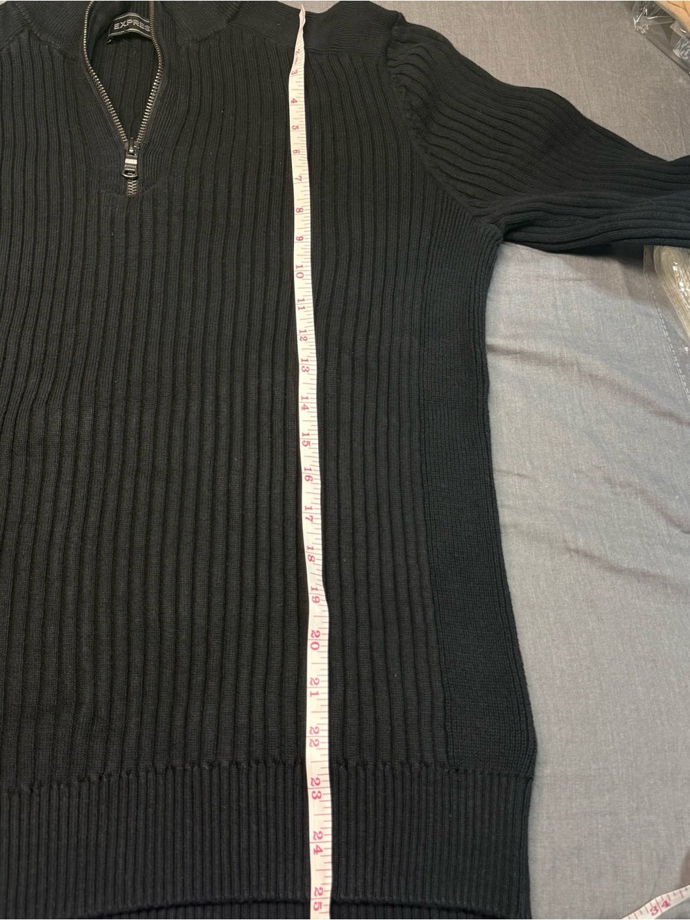 Express Men's Black Ribbed Half-Zip Sweater - Picture 7 of 8